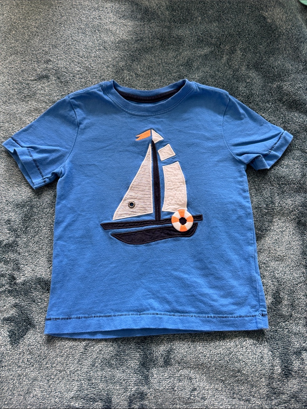 Gymboree Blue Short Sleeve Tee with Sailboat Applique